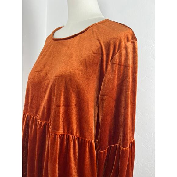 RICH RUST STRETCH VELVET DRESS (Woman's: XL) - Picture 5 of 10